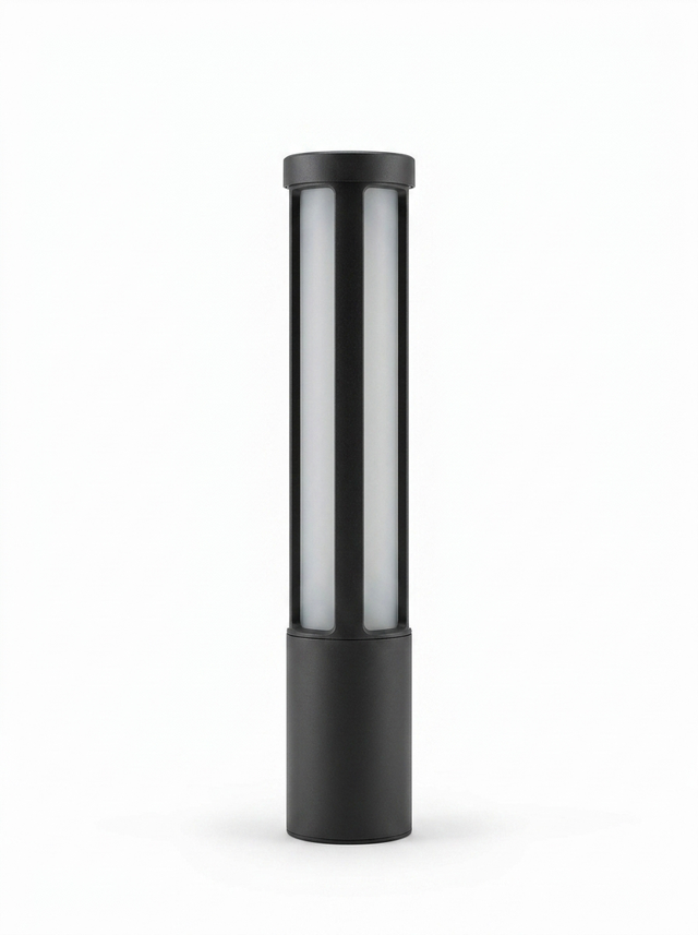 Cylindrical LED bollard path light — studio white