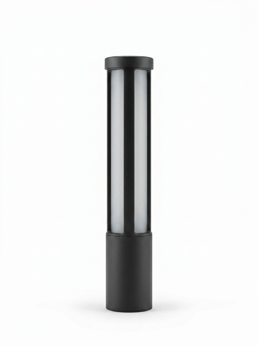 Cylindrical LED bollard path light — studio white
