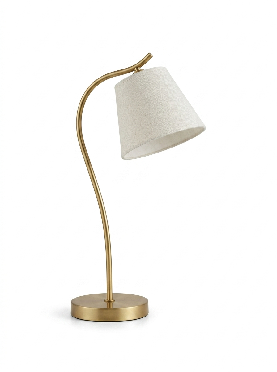 Gooseneck desk lamp with cone shade — studio white