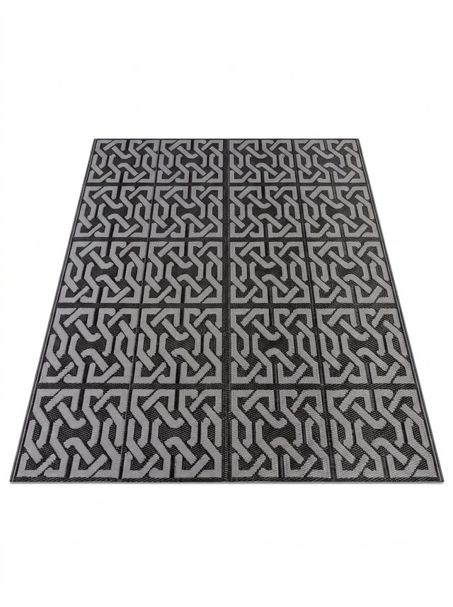 Reversible black and grey outdoor rug — studio white