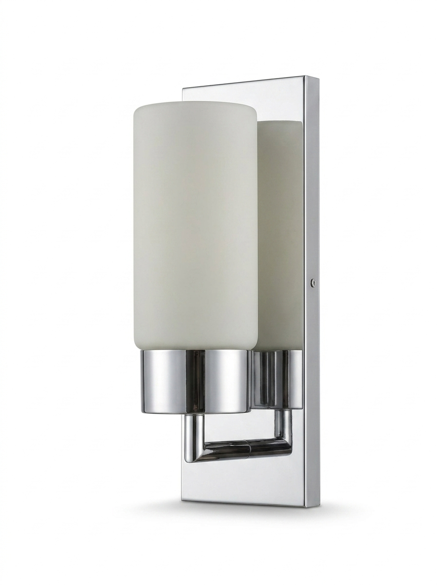 BrynnLight chrome wall sconce — studio white