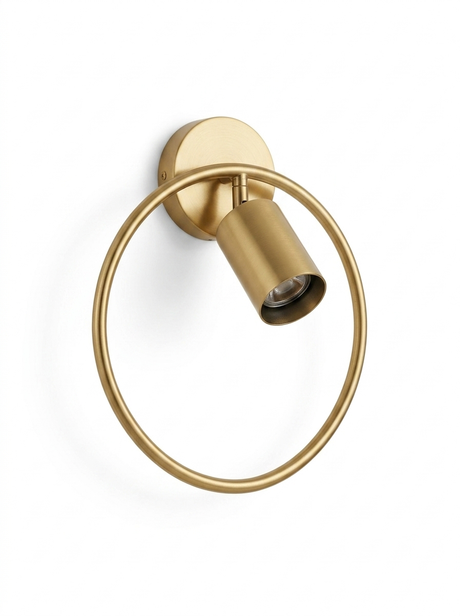 Luminara sculptural brushed gold wall sconce — studio white