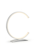 Modern C shaped table lamp — studio white