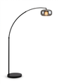 Tava black arc floor lamp with glass shade — studio white