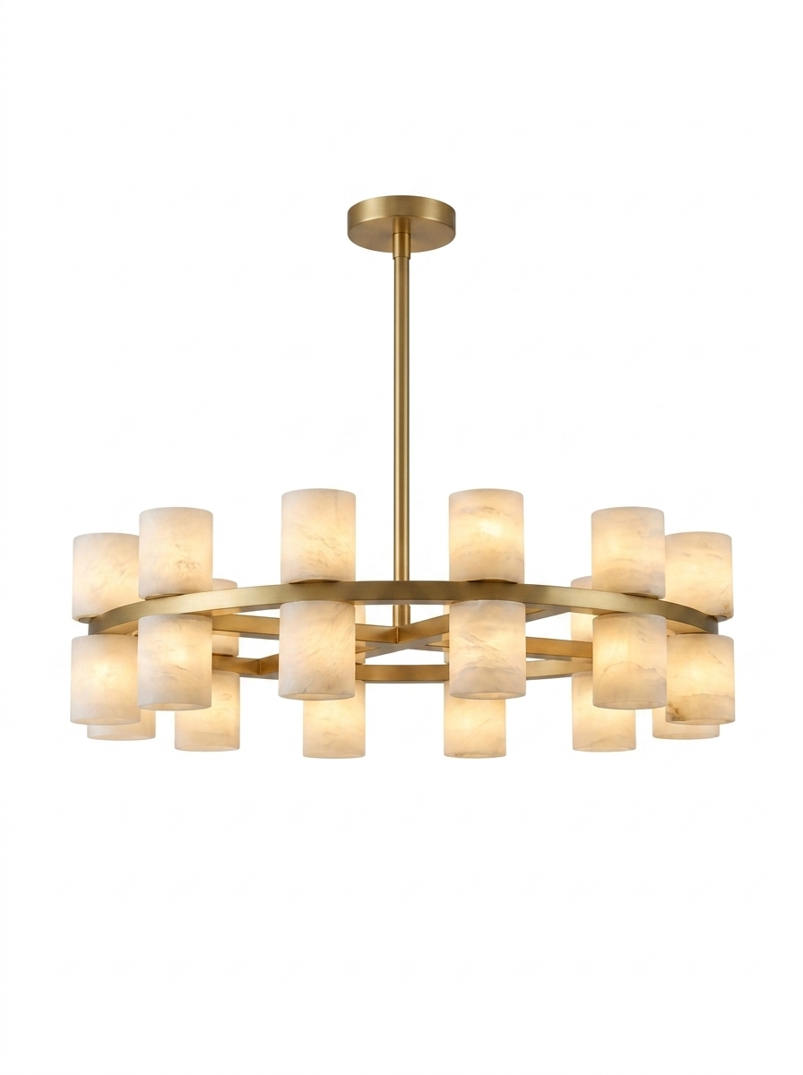 Enzo alabaster and brass chandelier — studio white
