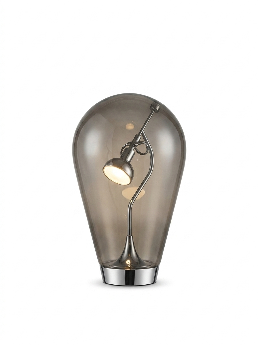Modern glass desk lamp with touch dimming — studio white