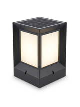 Modern square solar LED outdoor post light — studio white