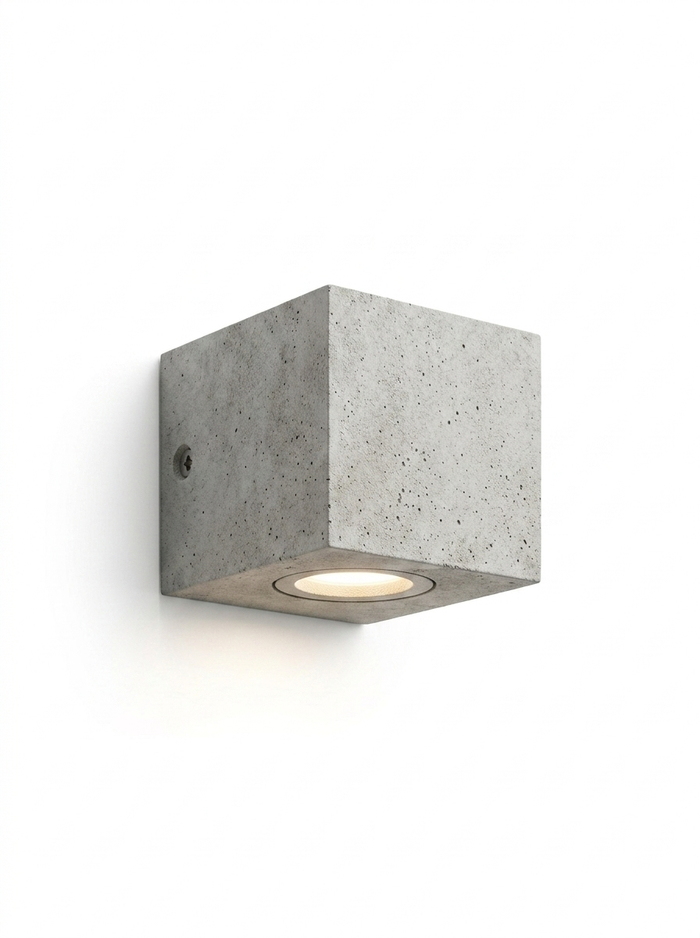 Waterproof concrete outdoor LED porch light — studio white