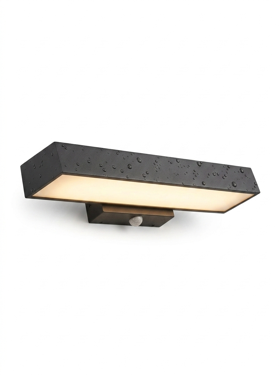 Waterproof outdoor motion sensor LED wall sconce — studio white