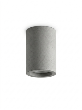 Modern round concrete LED ceiling light — studio white