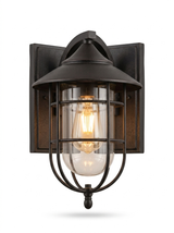 Vintage birdcage outdoor LED porch wall light — studio white