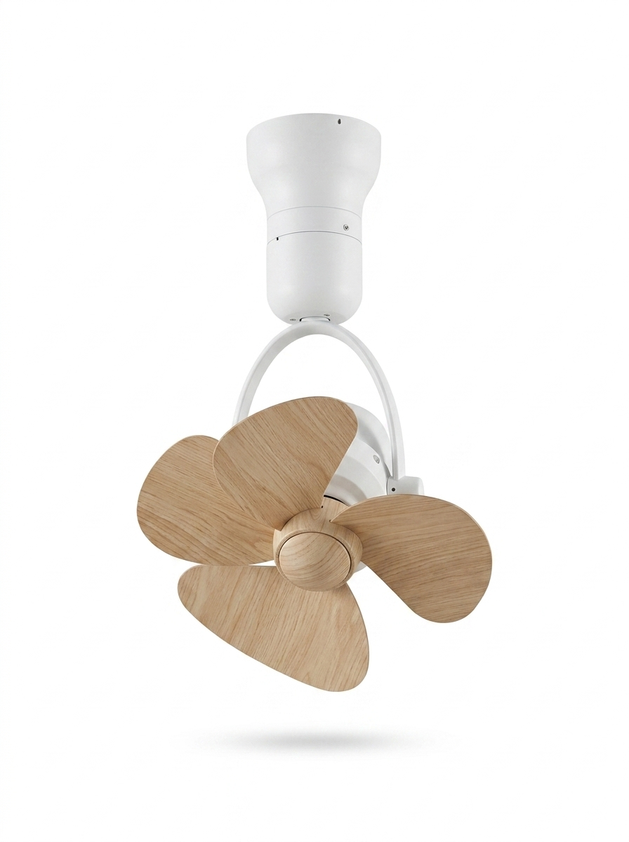 Vintage 6-speed DC motor ceiling fan — studio white