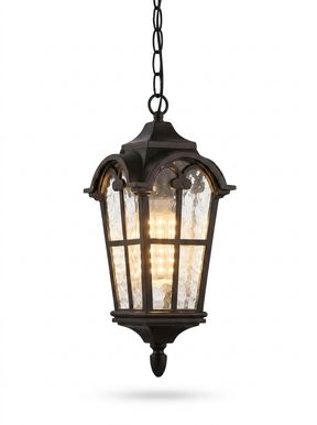Rustic Roman outdoor LED lantern pendant — studio white