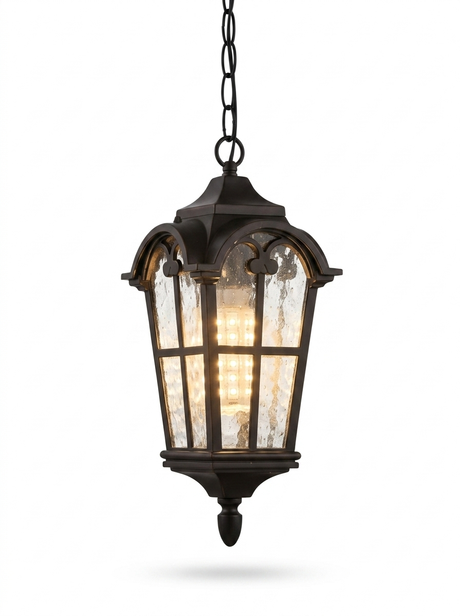 Rustic Roman outdoor LED lantern pendant — studio white