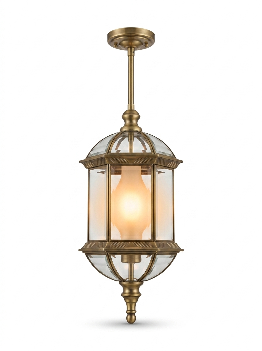 Vintage rustic cylinder outdoor LED pendant lantern — studio white