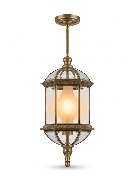 Vintage rustic cylinder outdoor LED pendant lantern — studio white