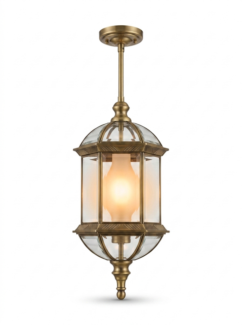 Vintage rustic cylinder outdoor LED pendant lantern — studio white
