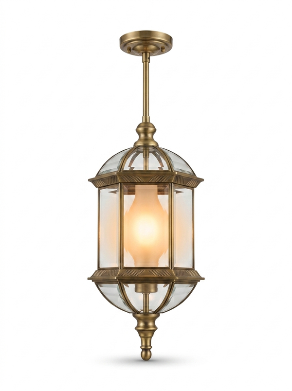 Vintage rustic cylinder outdoor LED pendant lantern — studio white