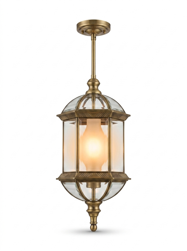Vintage rustic cylinder outdoor LED pendant lantern — studio white