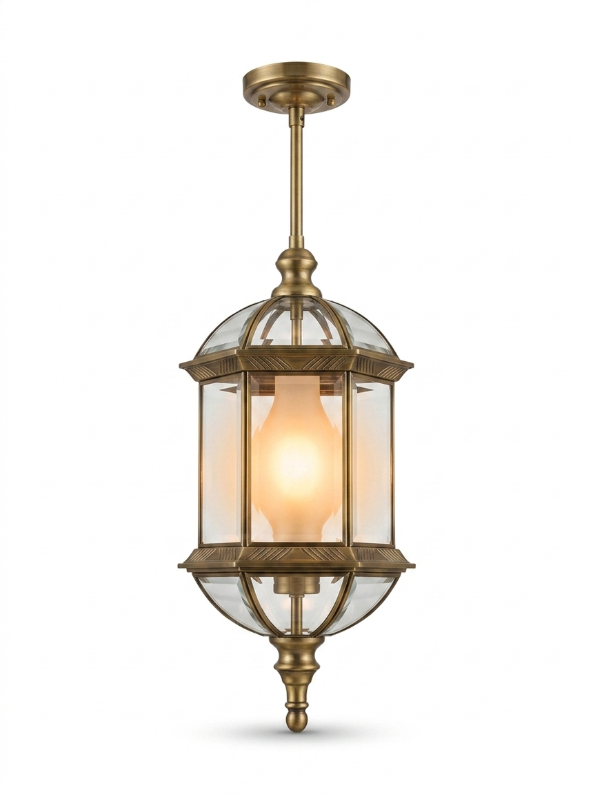 Vintage rustic cylinder outdoor LED pendant lantern — studio white
