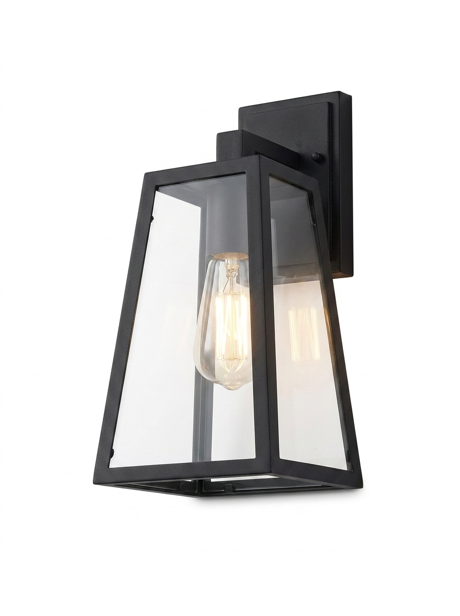 Verona outdoor wall lamp geometric glass frame — studio white