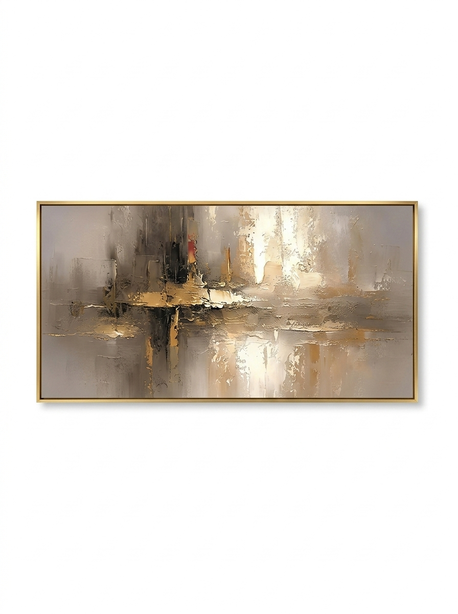 Abstract canvas art hand-painted wall decor — studio white