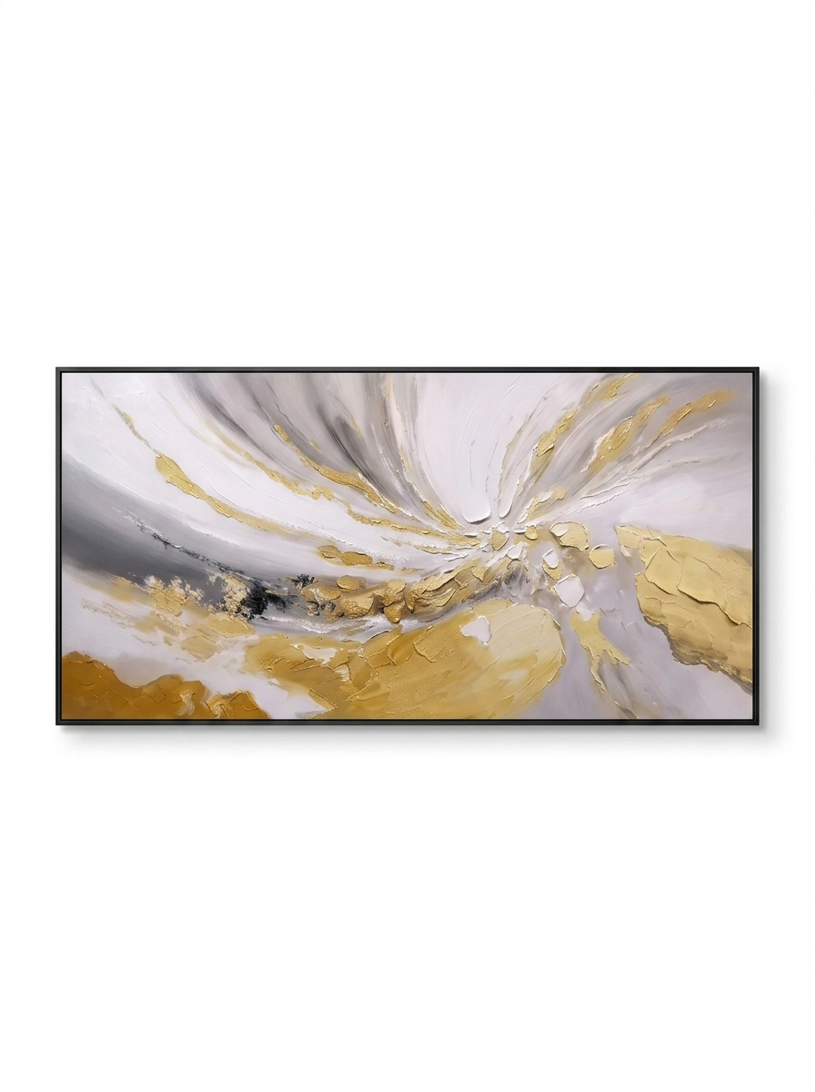 Abstract canvas print hand-painted wall art — studio white