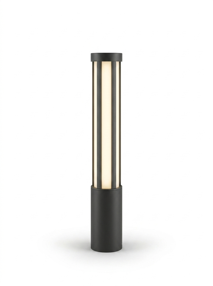 Modern LED bollard pathway light — studio white