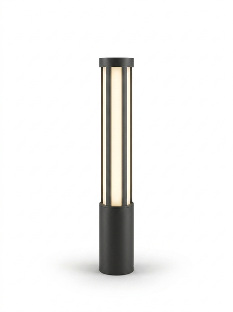 Modern LED bollard pathway light — studio white
