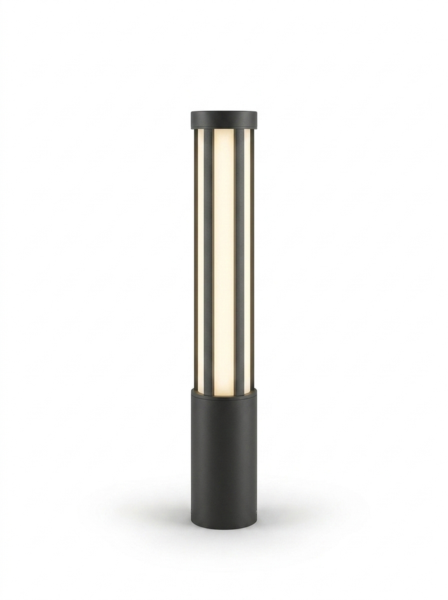 Modern LED bollard pathway light — studio white