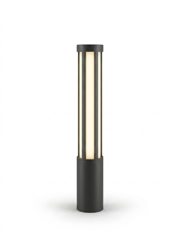Modern LED bollard pathway light — studio white
