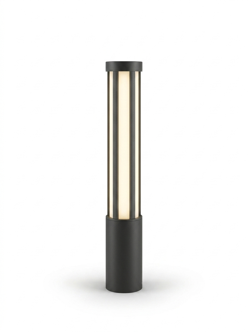Modern LED bollard pathway light — studio white