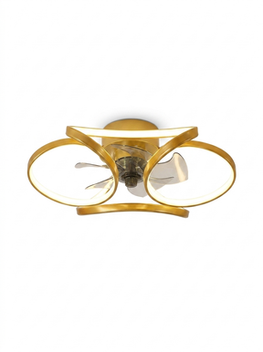 Modern flush mount ceiling fan with dimmable LED — studio white