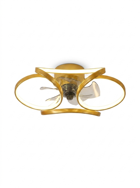 Modern flush mount ceiling fan with dimmable LED — studio white