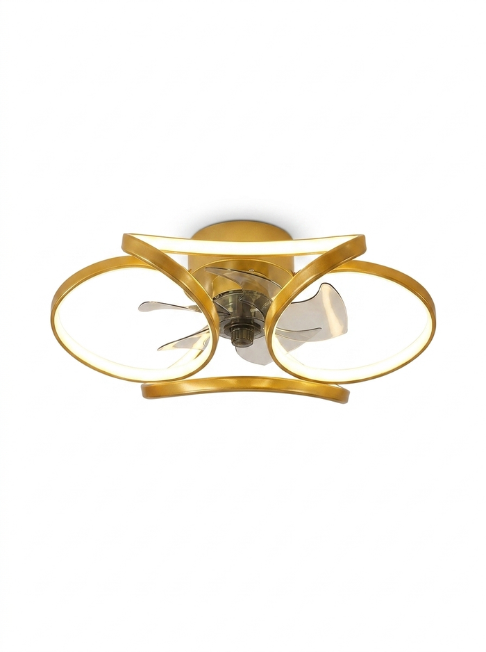 Modern flush mount ceiling fan with dimmable LED — studio white