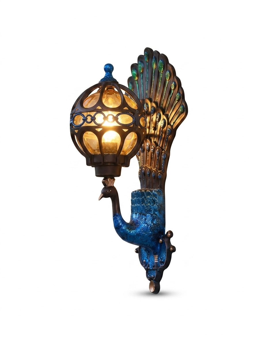 Peacock vintage aluminum outdoor wall sconce — studio white