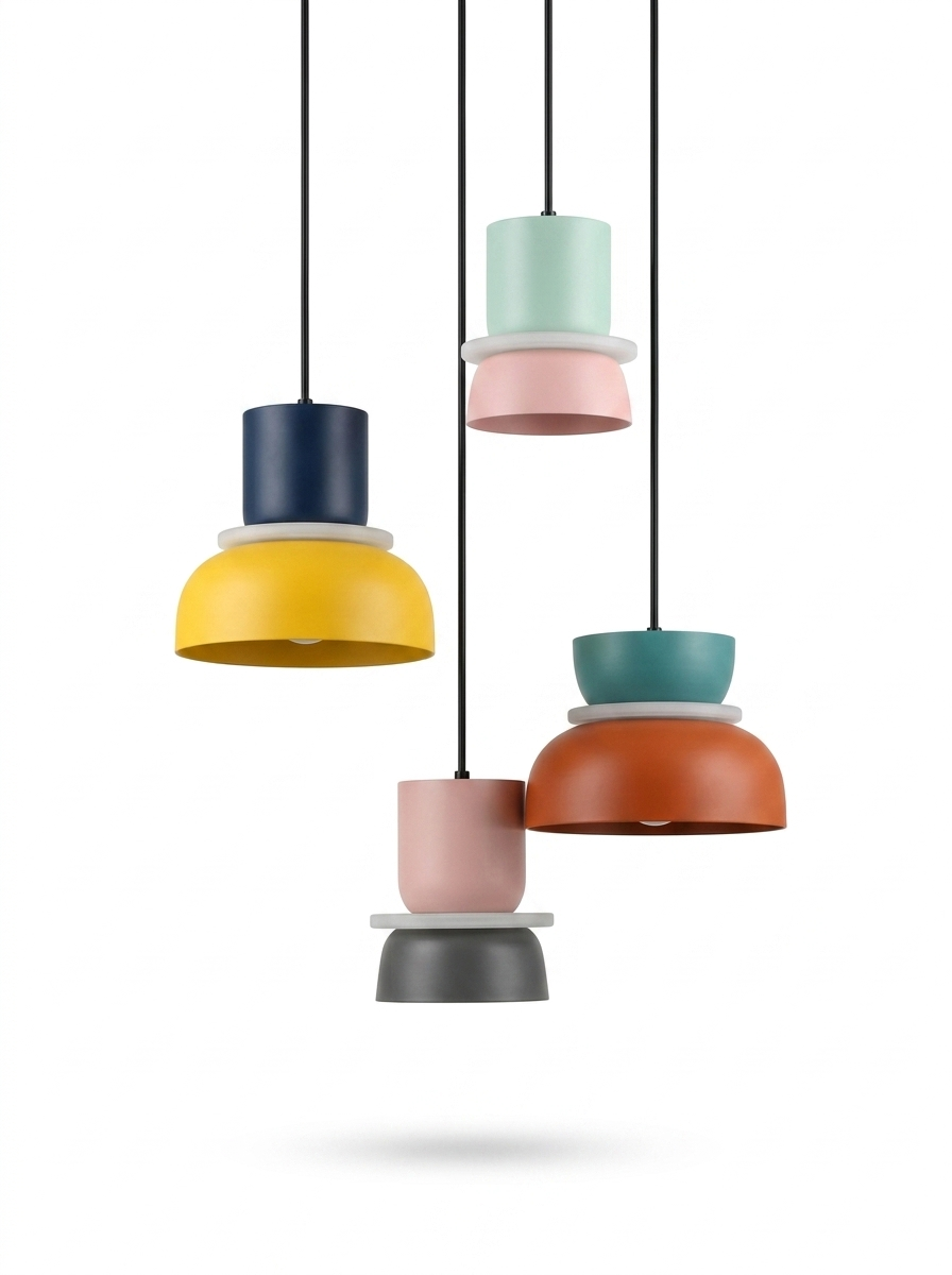 Colorful macaron pendant light — studio white