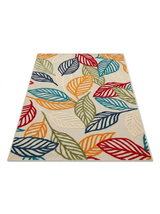 Modern floral area rug with anti-slip backing — studio white