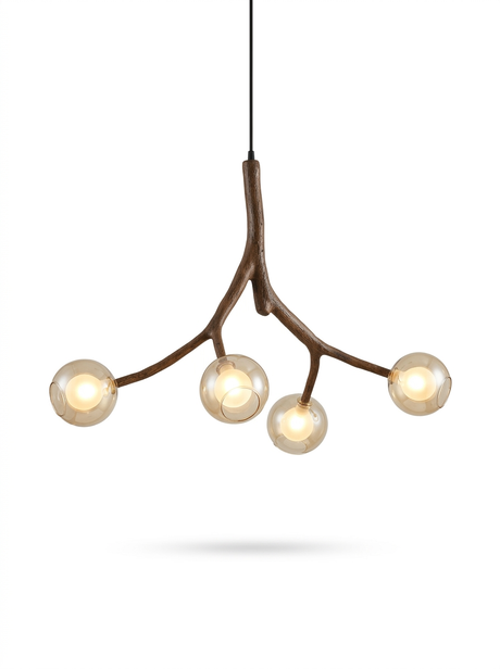 Nordic rustic tree branch chandelier — studio white