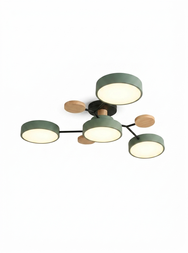 Multi Arm LED Ceiling Light with Circular Shades — studio white