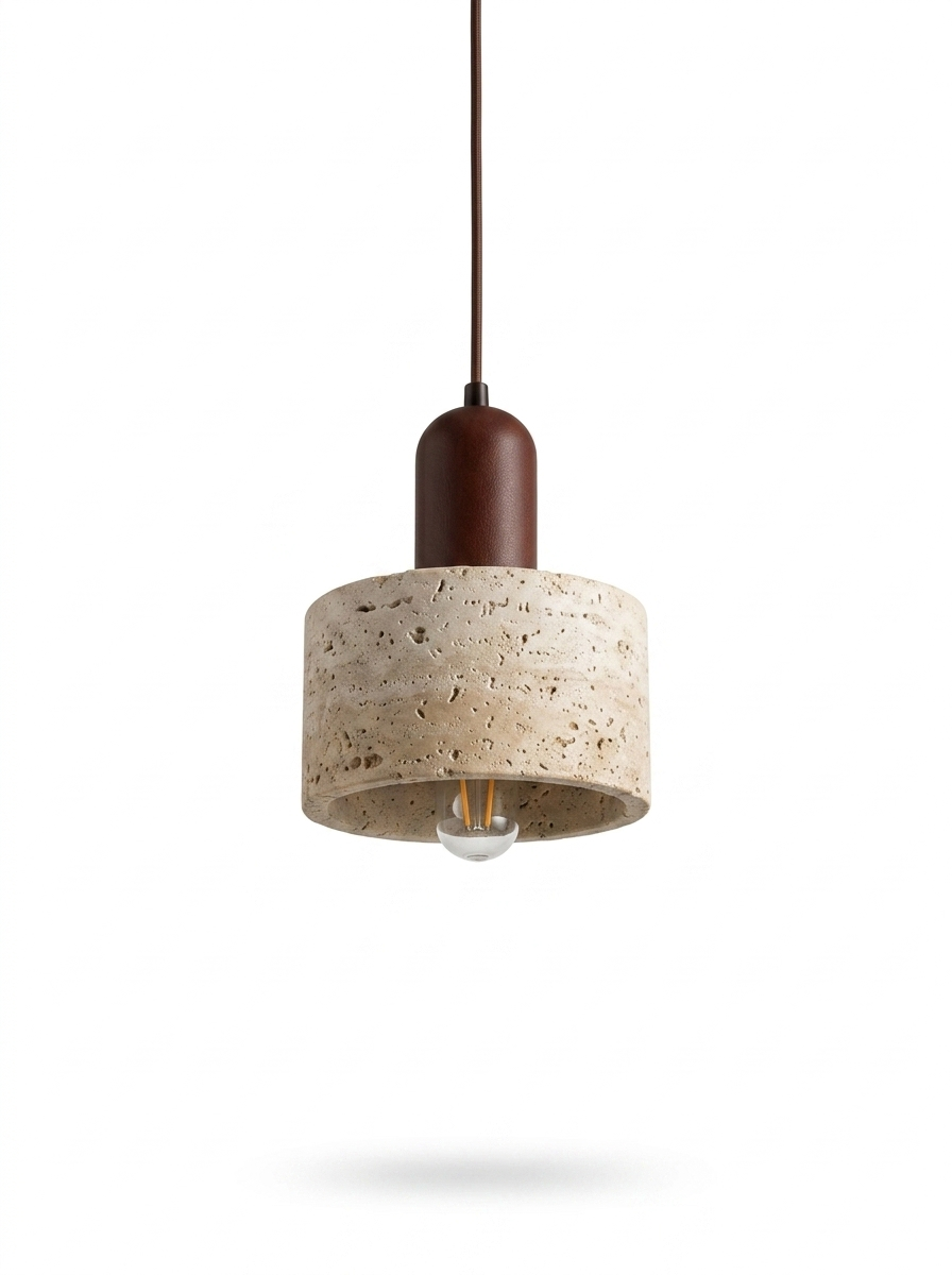 Wabi Sabi Travertine Pendant Light — studio white