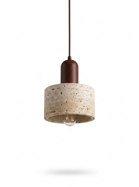 Wabi Sabi Travertine Pendant Light — studio white