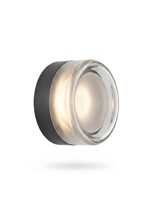 Auralux LED Flush Mount Wall Sconce Dimple Glass — studio white