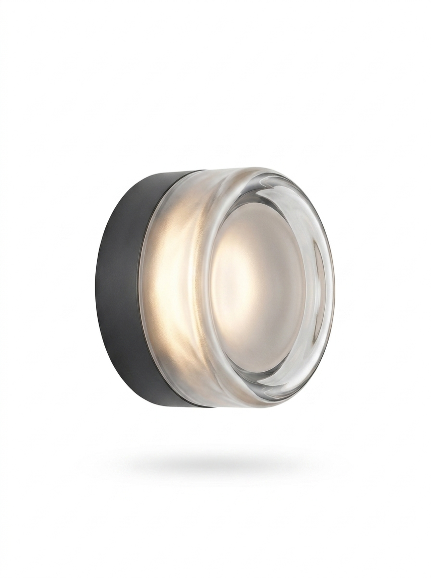 Auralux LED Flush Mount Wall Sconce Dimple Glass — studio white