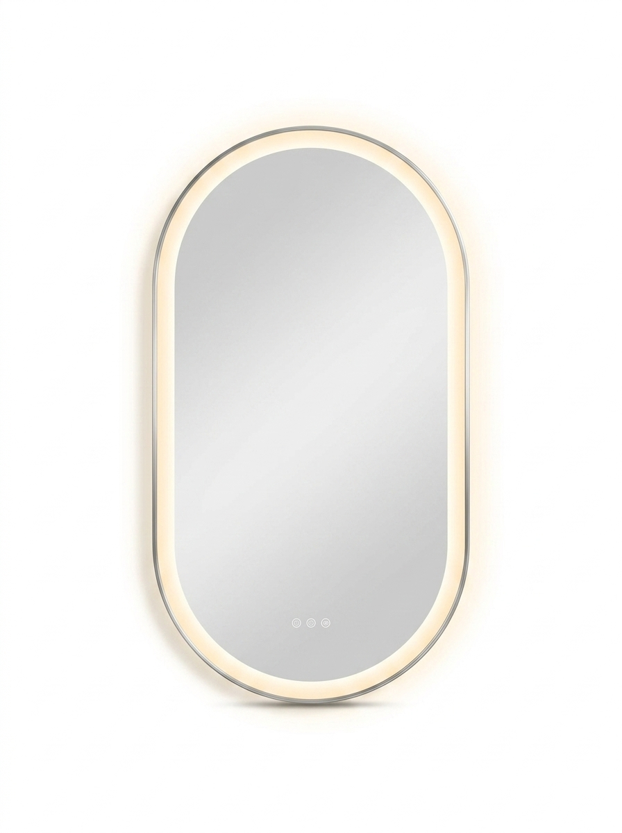 Oval LED Backlit Bathroom Mirror — studio white