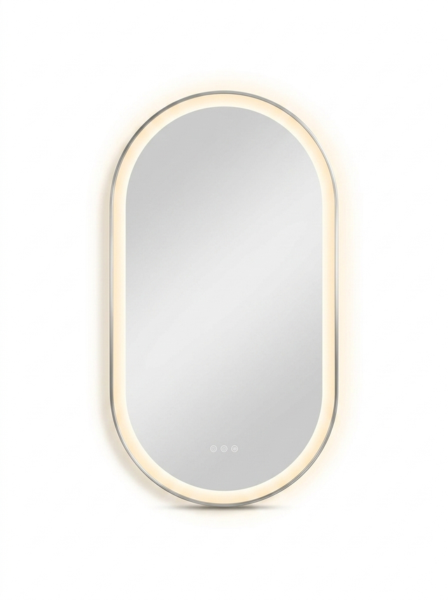 Oval LED Backlit Bathroom Mirror — studio white