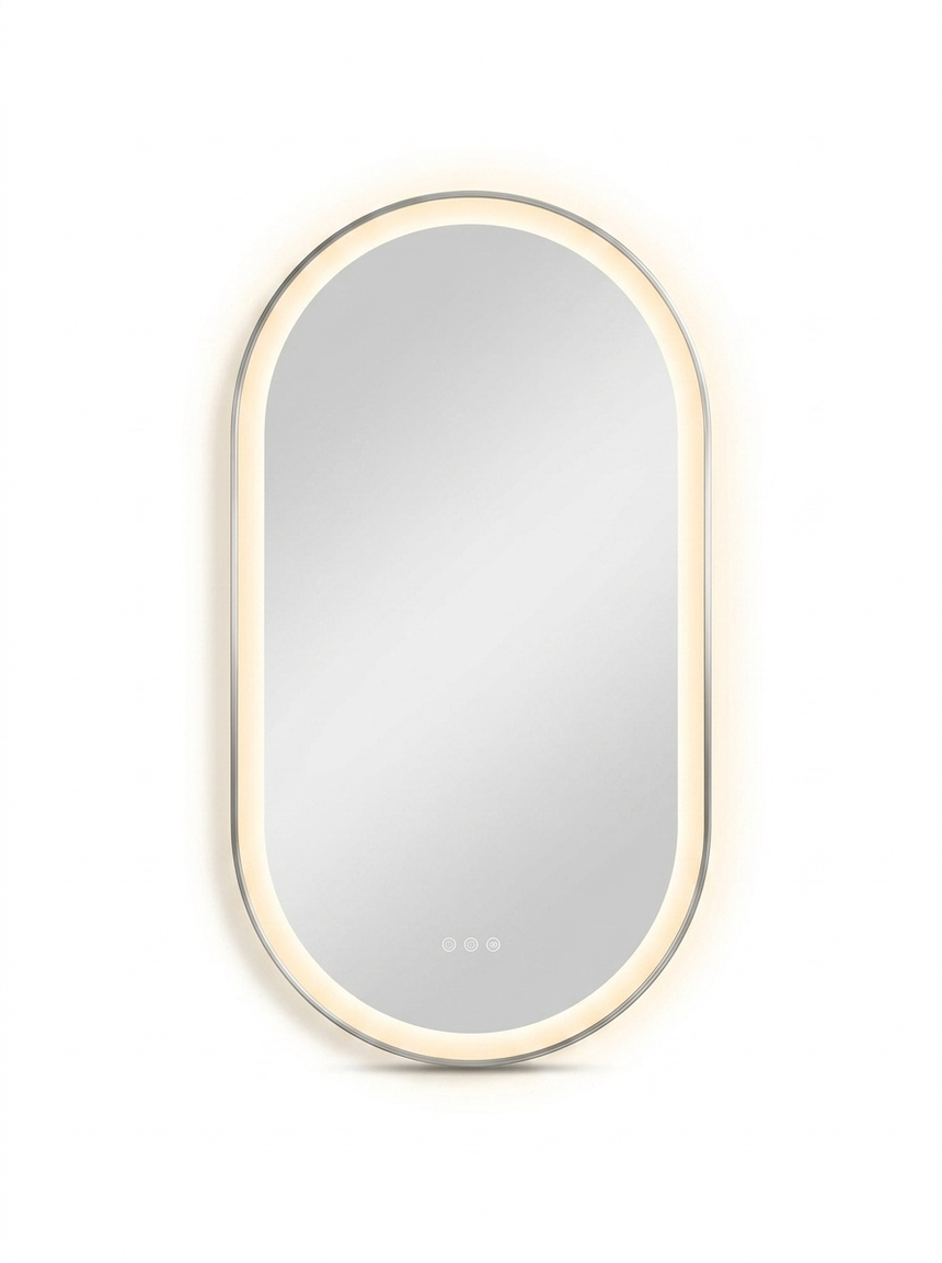 Oval LED Backlit Bathroom Mirror — studio white