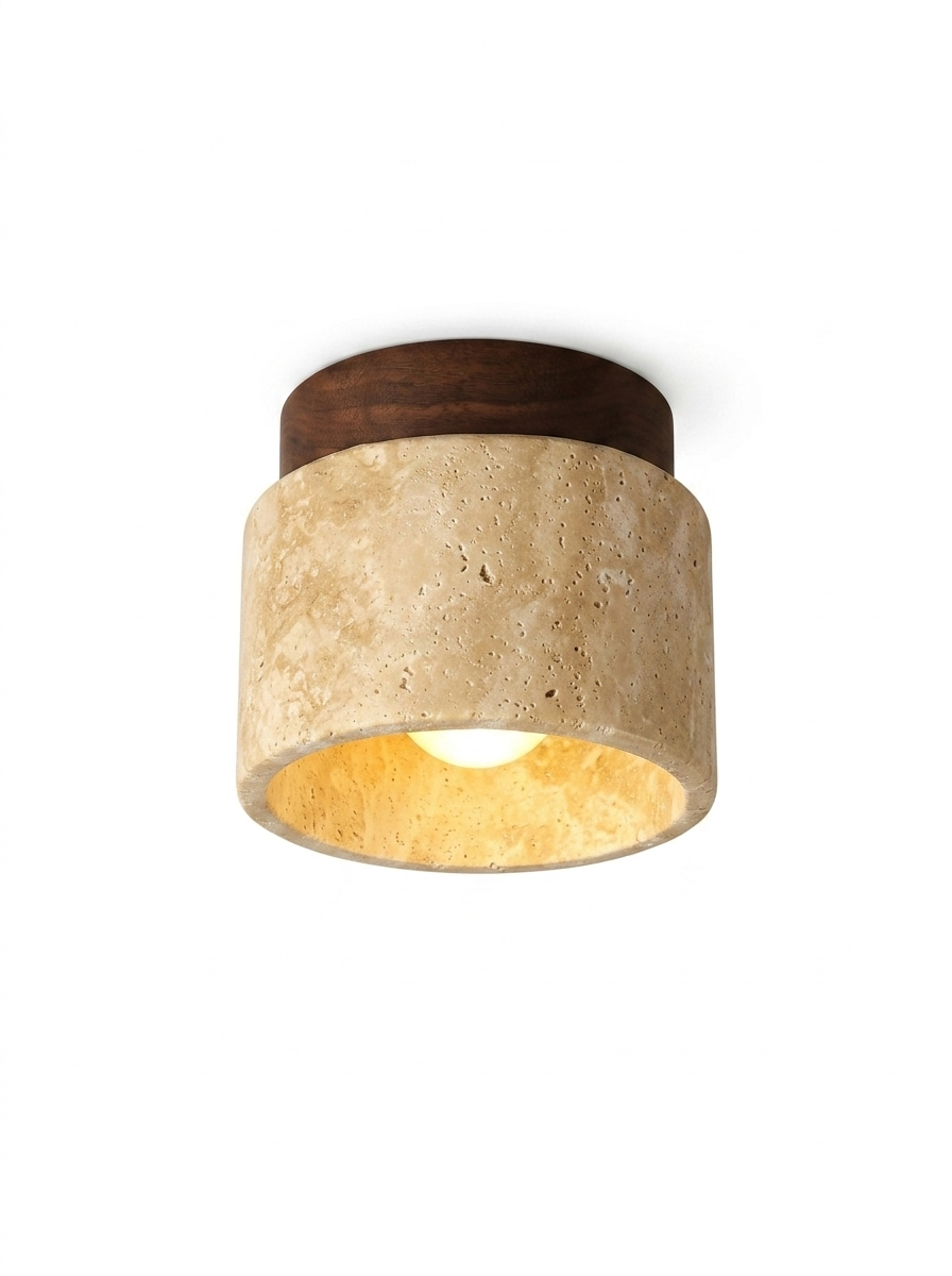 Japanese Style LED Ceiling Light Stone Wood — studio white