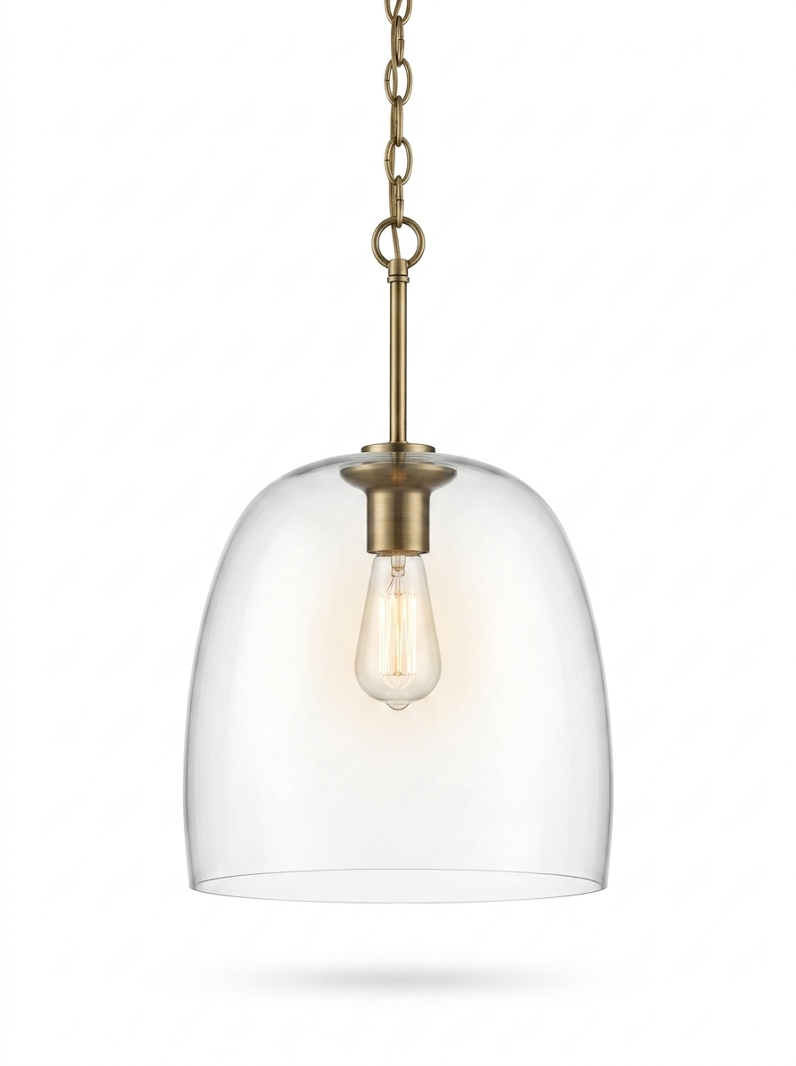 Elegant Glass Pendant Light with Adjustable Chain — studio white