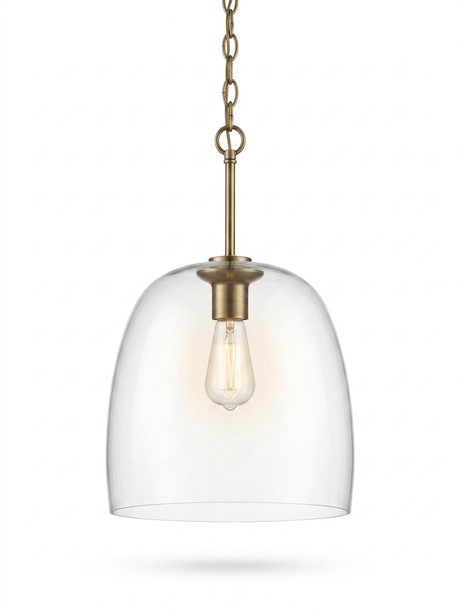 Elegant Glass Pendant Light with Adjustable Chain — studio white